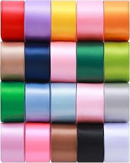 Juego de cintas de satén de 20 colores de 1 pulgada, 20 rollos de cintas arcoíris de 1 pulgada x 2 yardas para envolver regalos, decoración de fiesta de boda, invitaciones, ramos de novia