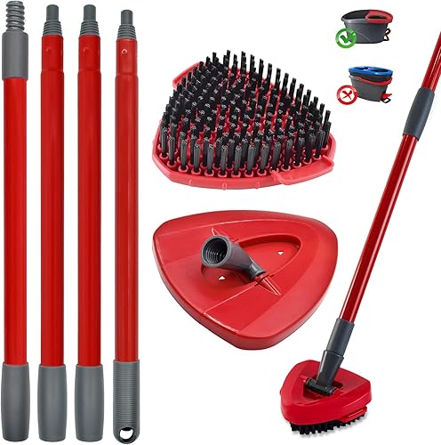 Miniatura 10 de Mango de trapeador para O Cedar, 2 bases de trapeador giratorio para Ocedar, mango de poste de fregona ajustable de 30 a 58 pulgadas y parte de base