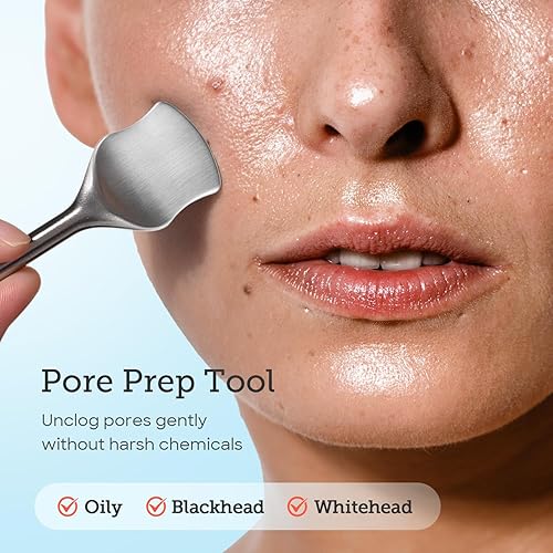 Miniatura 9 de LitBear Herramienta de preparación de poros, kit de herramientas para eliminar puntos negros, herramienta de extracción de espinillas de acero