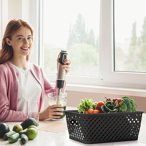 Vista 37 de MaxGear Organización y almacenamiento, 3 unidades, contenedores organizadores de plástico, cestas tejidas para almacenamiento, cestas de plástico