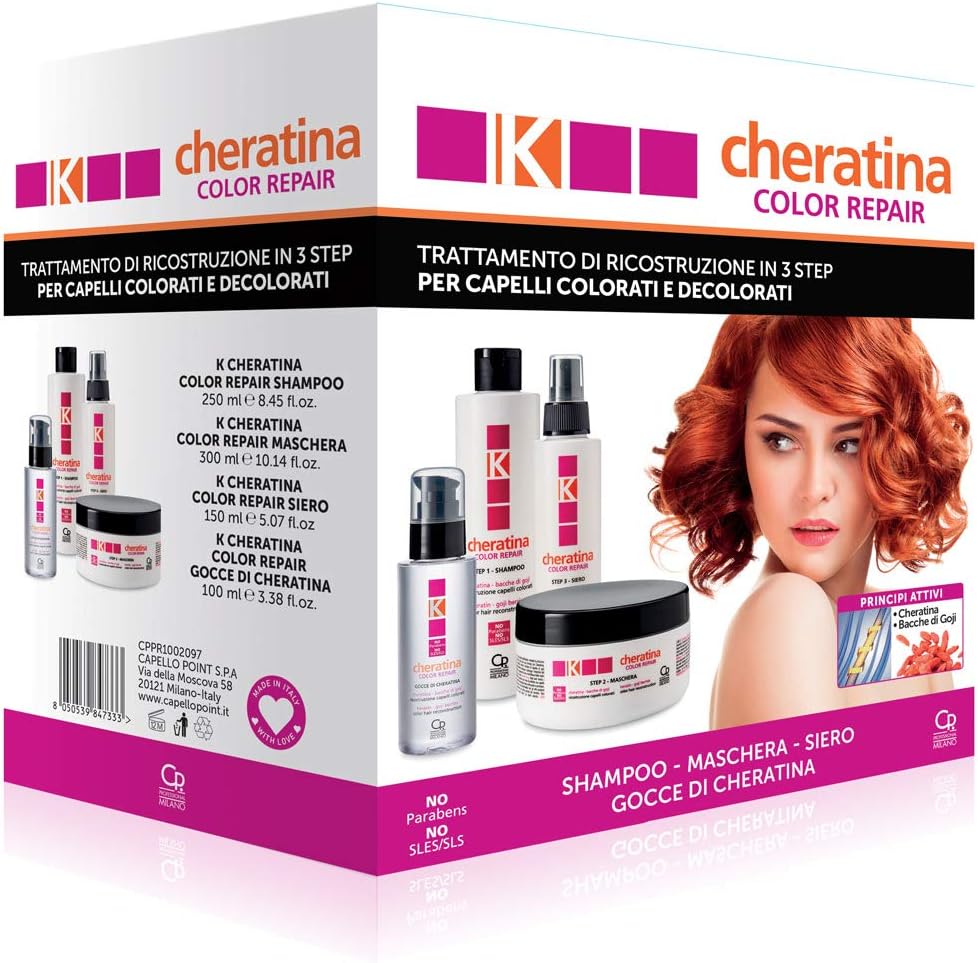 K-Cheratina Nutritive - Professional Hair Keratin Treatment for Dry Hair - Contains the Reconstruction Shampoo, the Bi-Phase Spray, the Mask with Hyaluronic Acid and the Ultra-Nutritive Oil Spray
