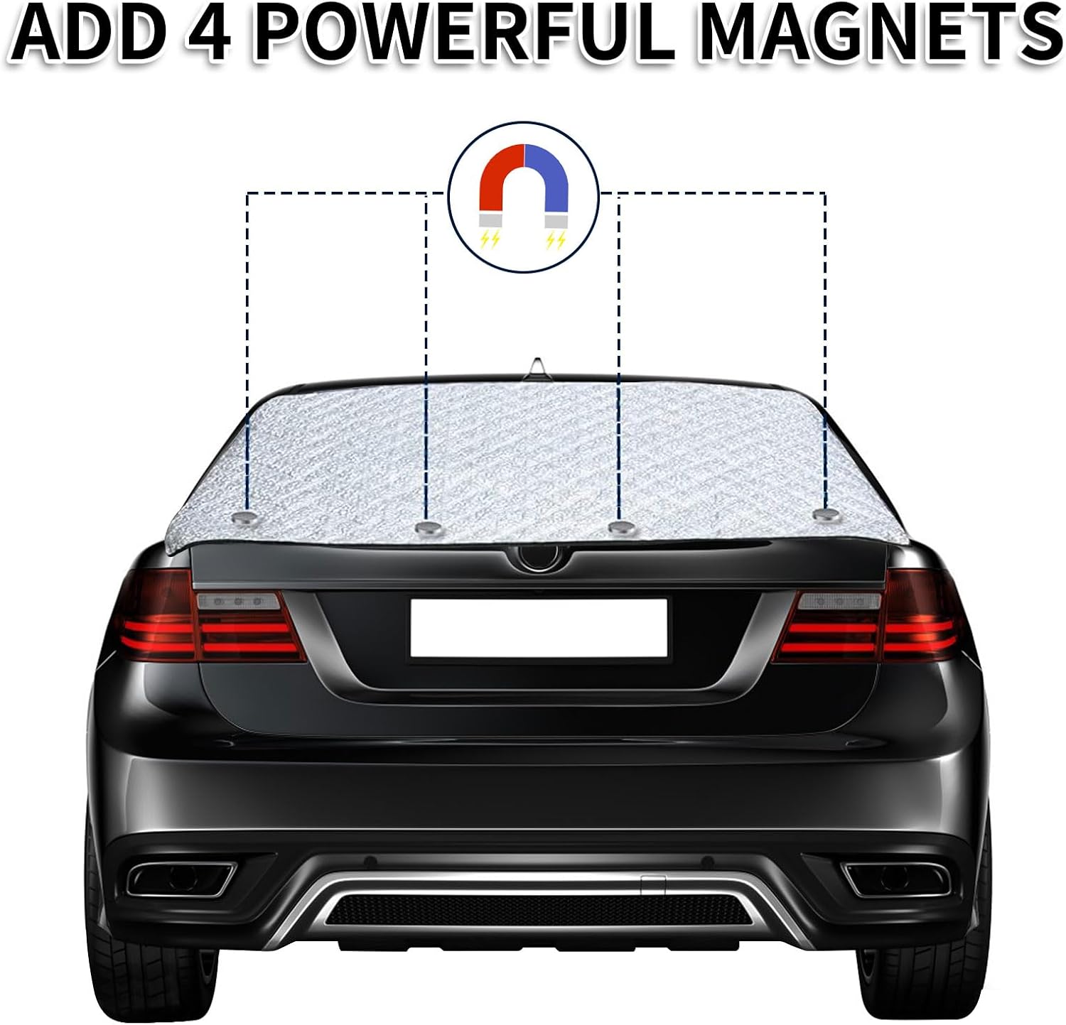 AYAMAYA Rear Windshield Frost Cover Guard - Magnetic Car Back Window Cover Protector for Ice and Snow with 4-Layer All Weather Protection for Cars, Sedans Rear Window Automotive Accessories