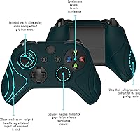 Vista 3 de PlayVital Samurai Edition Racing Green - Funda de silicona con agarre antideslizante para controlador Xbox One XS, funda protectora de goma suave