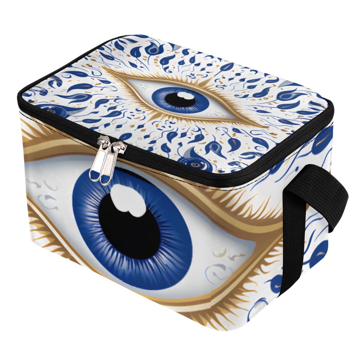 GzLeyigou Lunch Bags for Women Men 9 Cans,Blue Eyes Hot & Cold Food Delivery Bag Insulated Grocery Bag Insulated Lunch Box Ethnic Cooler Bag for Office Work Picnic Beach