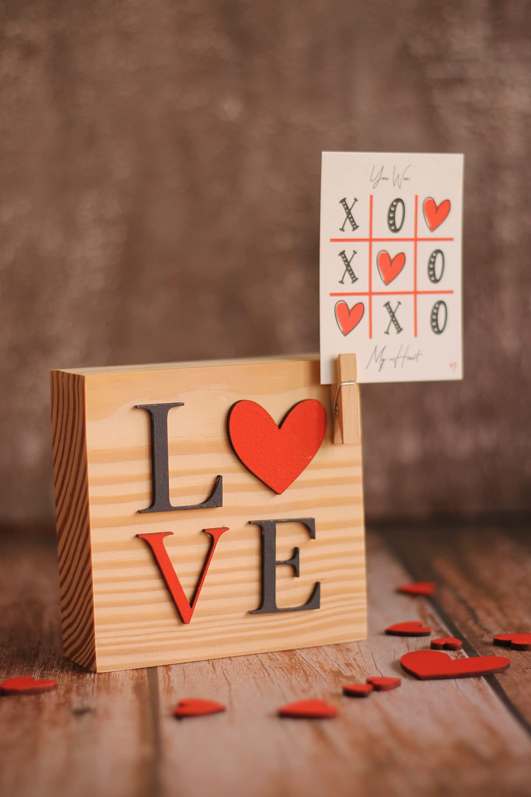 IMI Studios Love Valentine Natural Pinewood Block 4x4 Inches with Picture Clip
