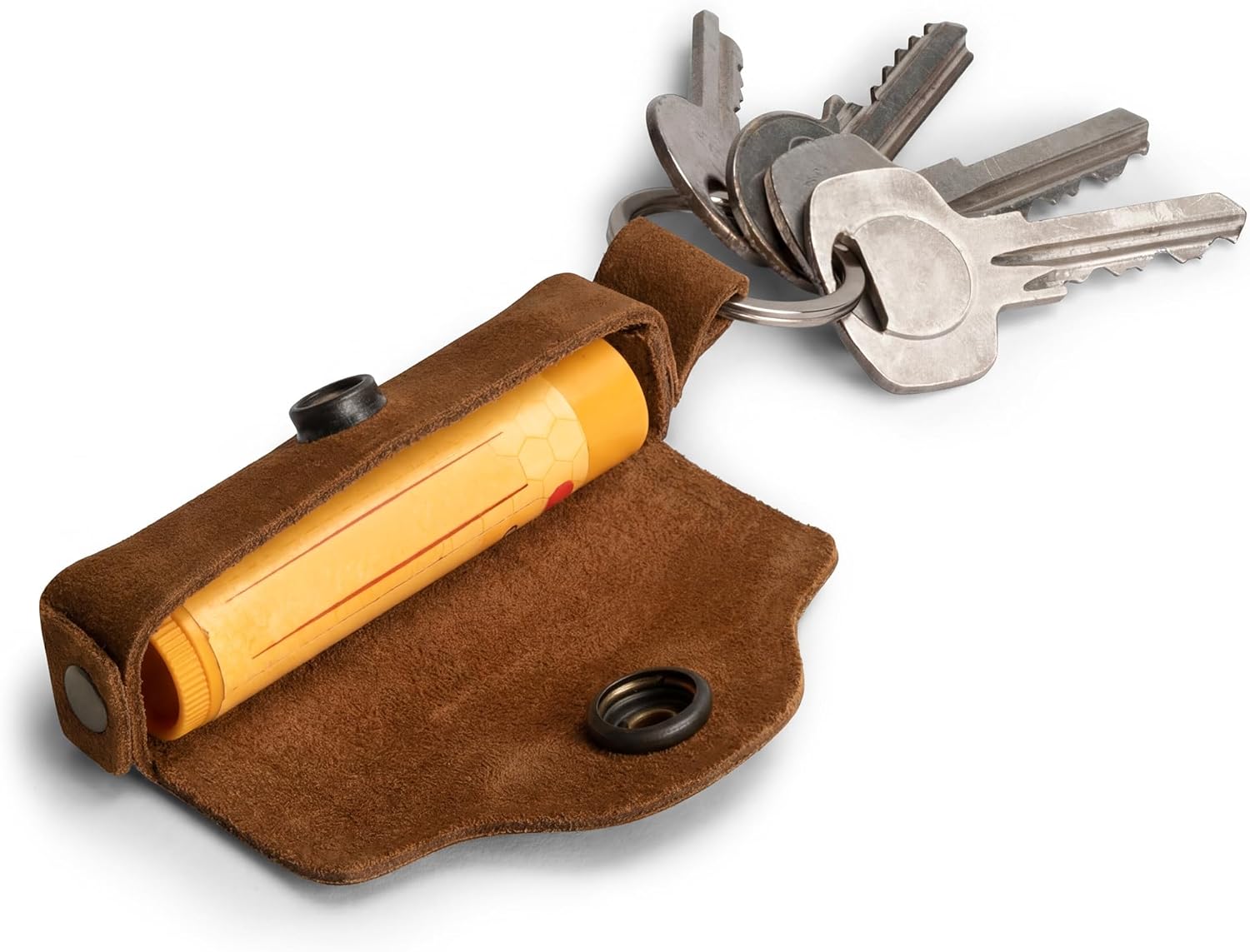 Hide & Drink, Lip Balm Keychain Holder, Lip Protection, Classic Vintage, Brass Metal Clasp, Full Grain Leather, Handmade