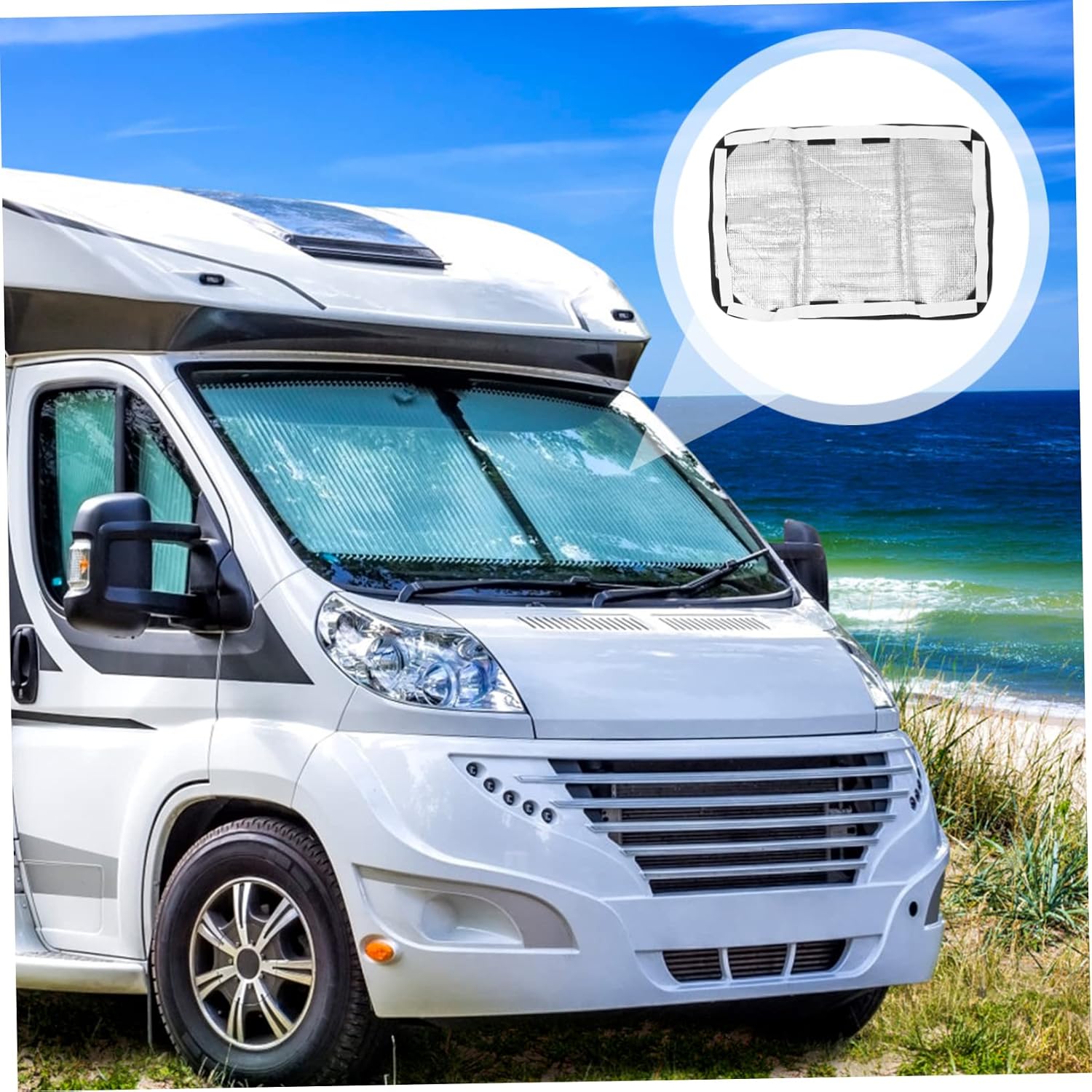 Unomor 2Pcs Rv Window Sunshade Cover Blackout for Rv Windows Doors and Windshields Convenient Privacy Screen and Scenic View Access