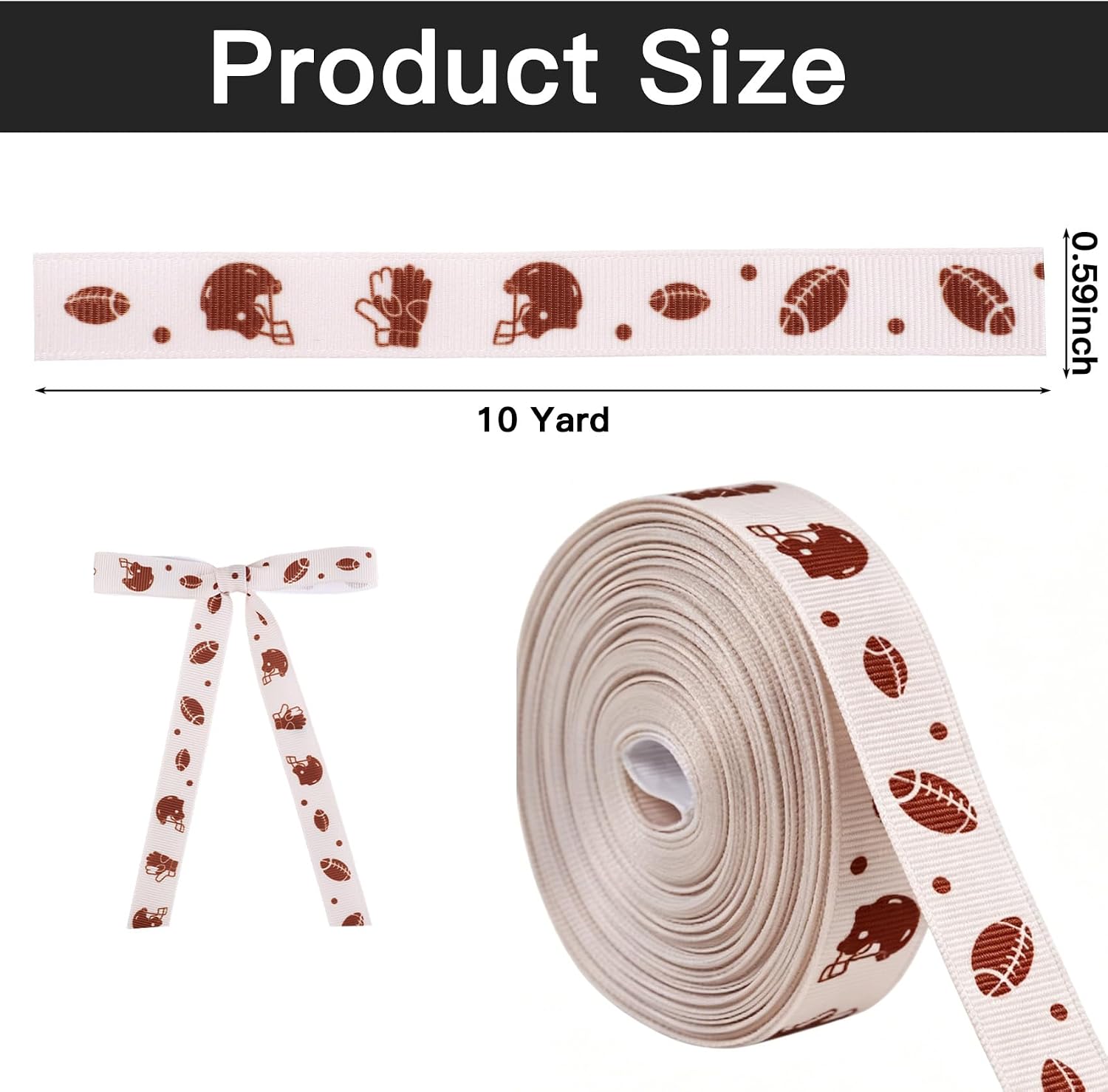 Football Ribbon 5/8 Inch 10 Yards Football Grosgrain Ribbon Rugby Ribbons Homecoming Ribbon Sport Theme Ribbons for Hair Bows Lanyard Making Gift Wrapping DIY Crafts Sport Party Supplies image 2