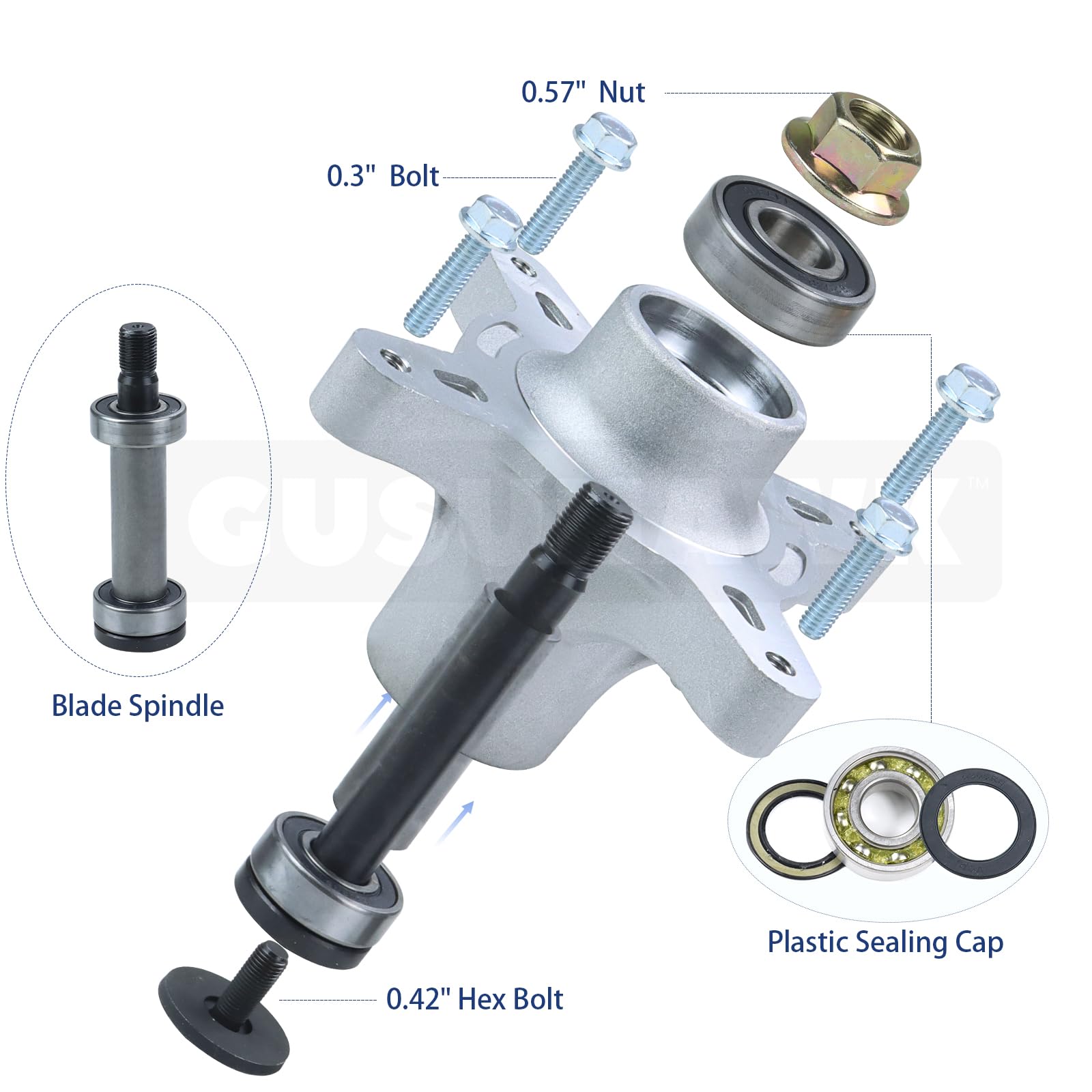 Paquete de 2 unidades de husillo 139-3214 con polea 125-5574 106-2175 polea loca sustituye al conjunto de husillo Toro 121-0751, eje 117-7439 para Toro Timecutter SS4200, SS4225, SS42355