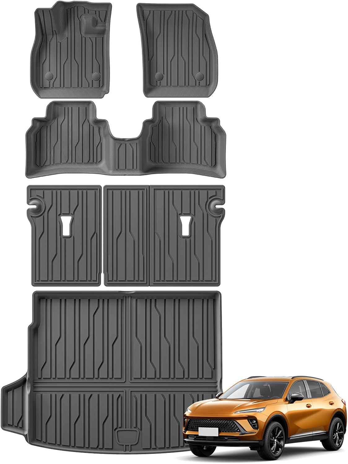 SMABEE Floor Mats & Cargo Liner & Backrest Mats for Buick Envision 2021-2026,TPE All Weather Floor Liners Trunk Mat Accessories Protection Mats Interior Black