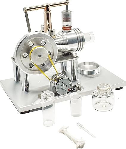 Miniatura 2 de Aire caliente Stirling Motor Generador de energía Modelo de motor alfa Kit de experimento de física educativa (B)