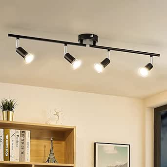 NETTLIFE 2 zwarte LED-plafondspots met GU10-metalen gloeidraad, 330° draaibaar, voor slaapkamer, gang, eetkamer, keuken, woonkamer, warm wit licht