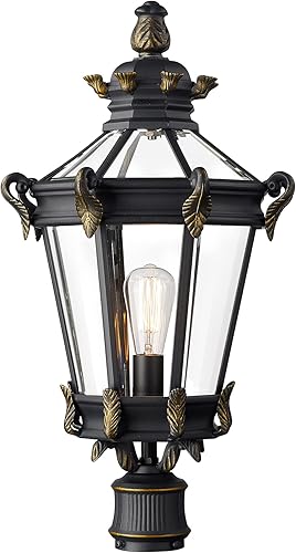 Miniatura 7 de Emliviar XE267B BG - Farol de pared grande para exteriores, estilo rústico, vintage, de 24.4 pulgadas, con vidrio transparente, para patio de la