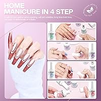 Vista 7 de Morovan Juego líquido de polvo de inmersión con base activadora y capa superior de polvo de inmersión, protector de brochas, 4 piezas de 0.5 onzas