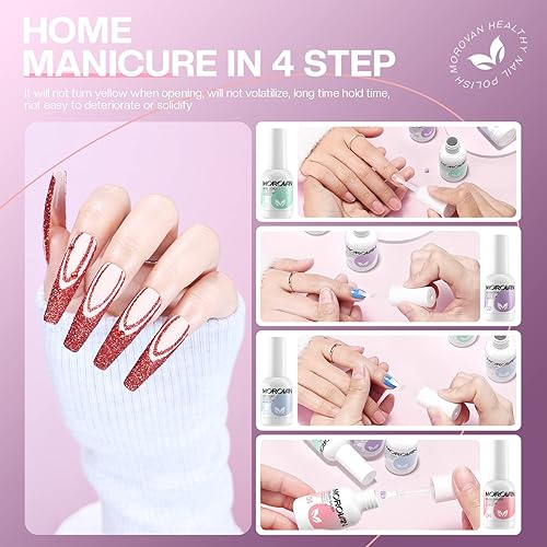 Miniatura 7 de Morovan Juego líquido de polvo de inmersión con base activadora y capa superior de polvo de inmersión, protector de brochas, 4 piezas de 0.5 onzas