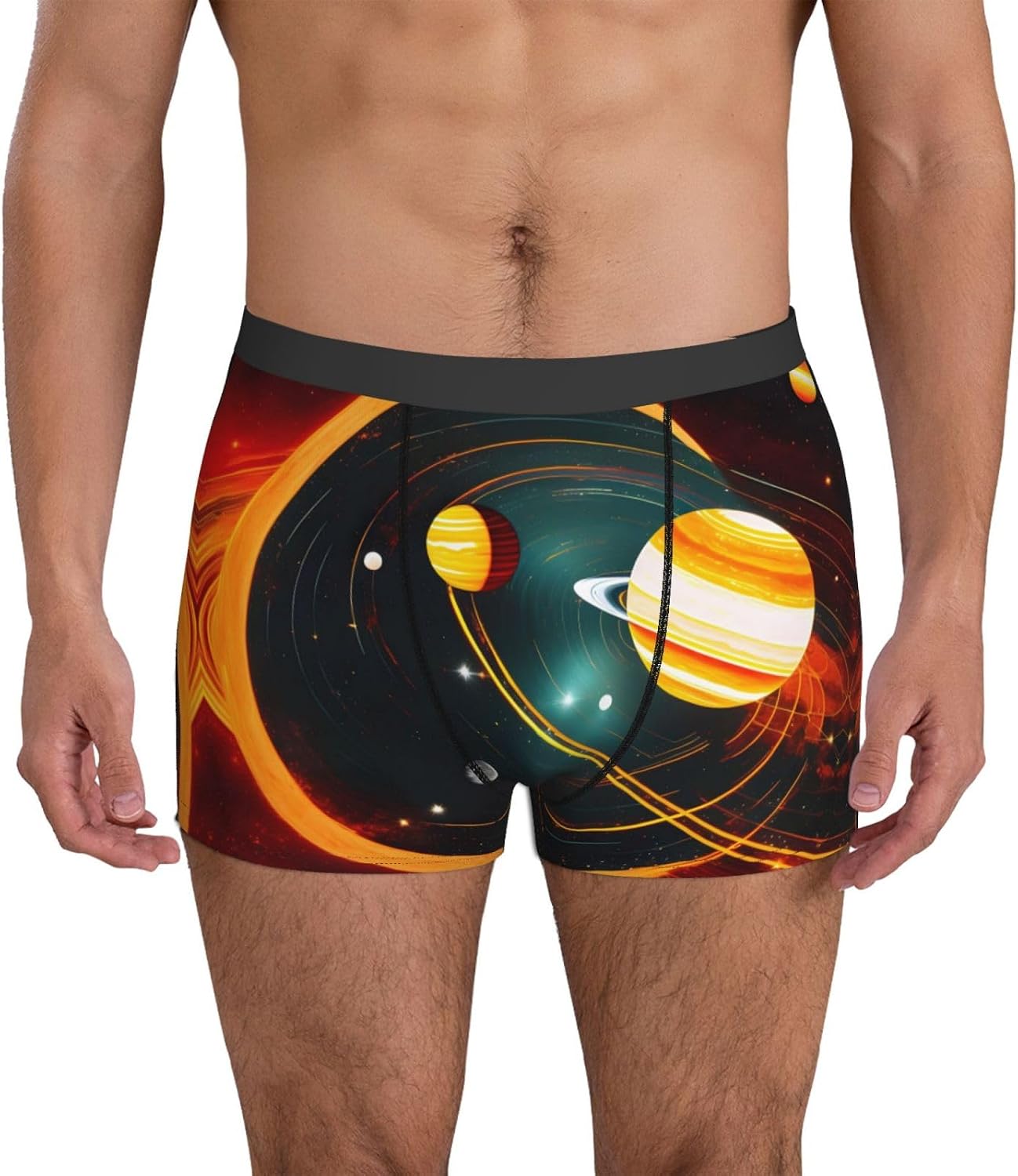 Solar System Jupiter Saturn print Men's boxers, men's stretch leggings shorts Soft breathable boxer underwear