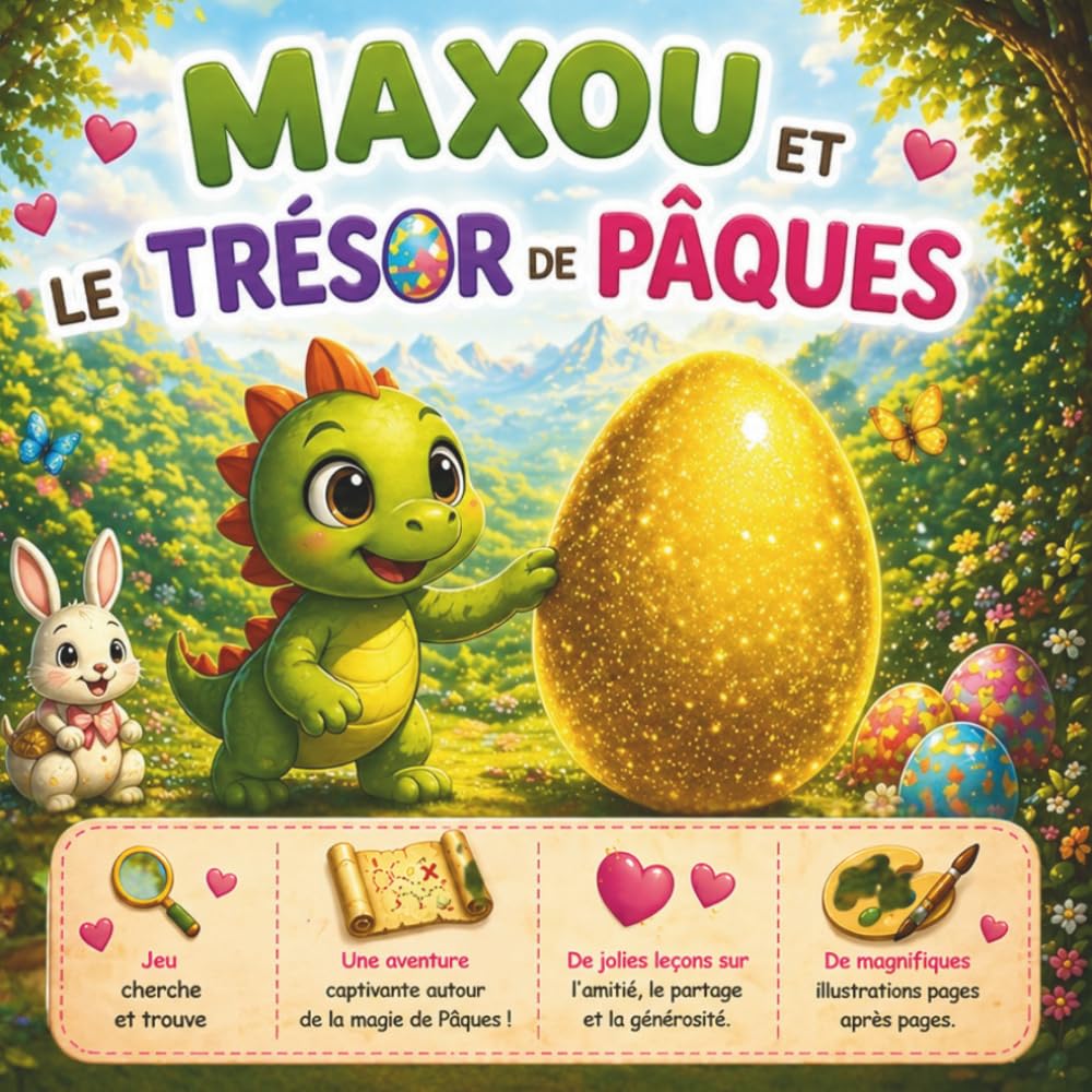 Maxou et le trésor de Pâques: Une histoire de dinosaures sur l’amitié et le partage 0-6 ANS (Les aventures de Maxou)