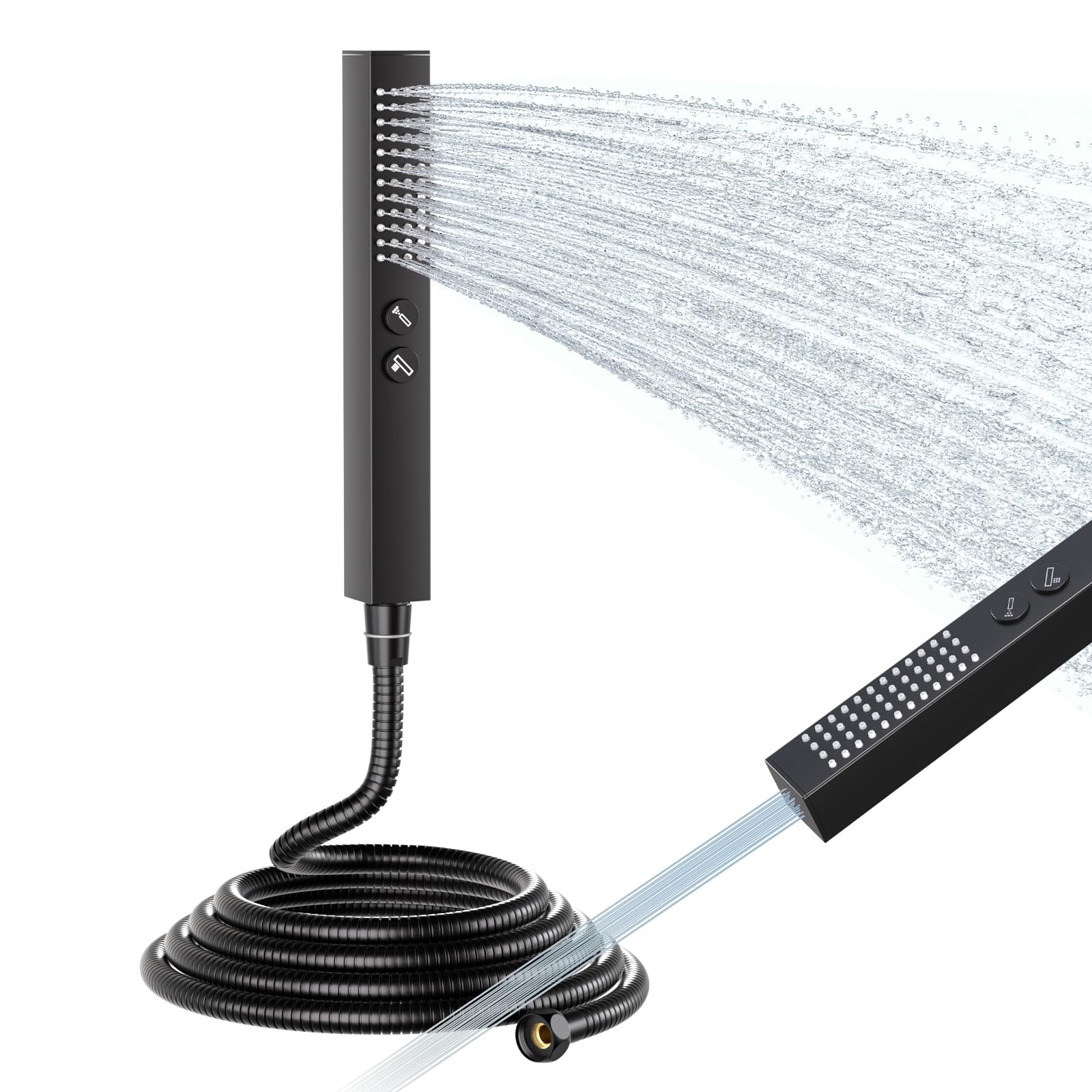 Pommeau de douche haute pression en acier inoxydable noir mat luxueux