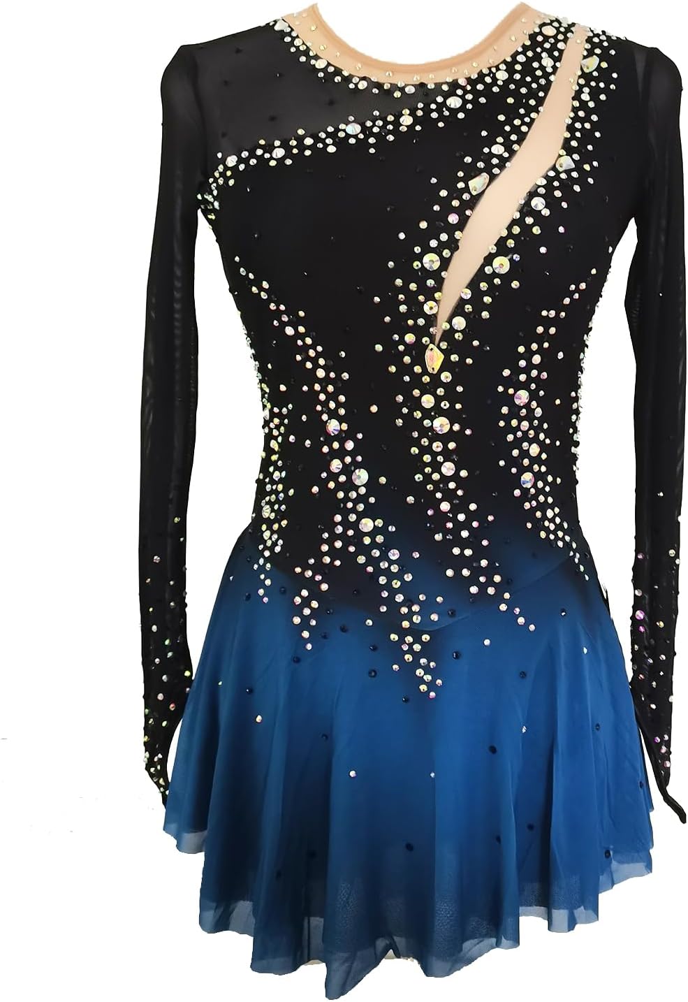 Girls Black Sparkly Figure Skating Skirt for Ice Skating Performances