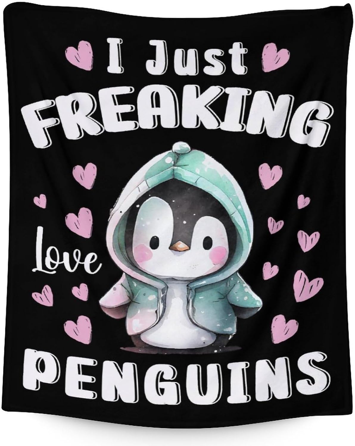 Personalized Penguin Blanket for Baby - 40x50 Inches Crib Size - Soft Fuzzy Cozy Blankets Gift - Colorful Cute Throw Blanket for Couch, Living Room & Office