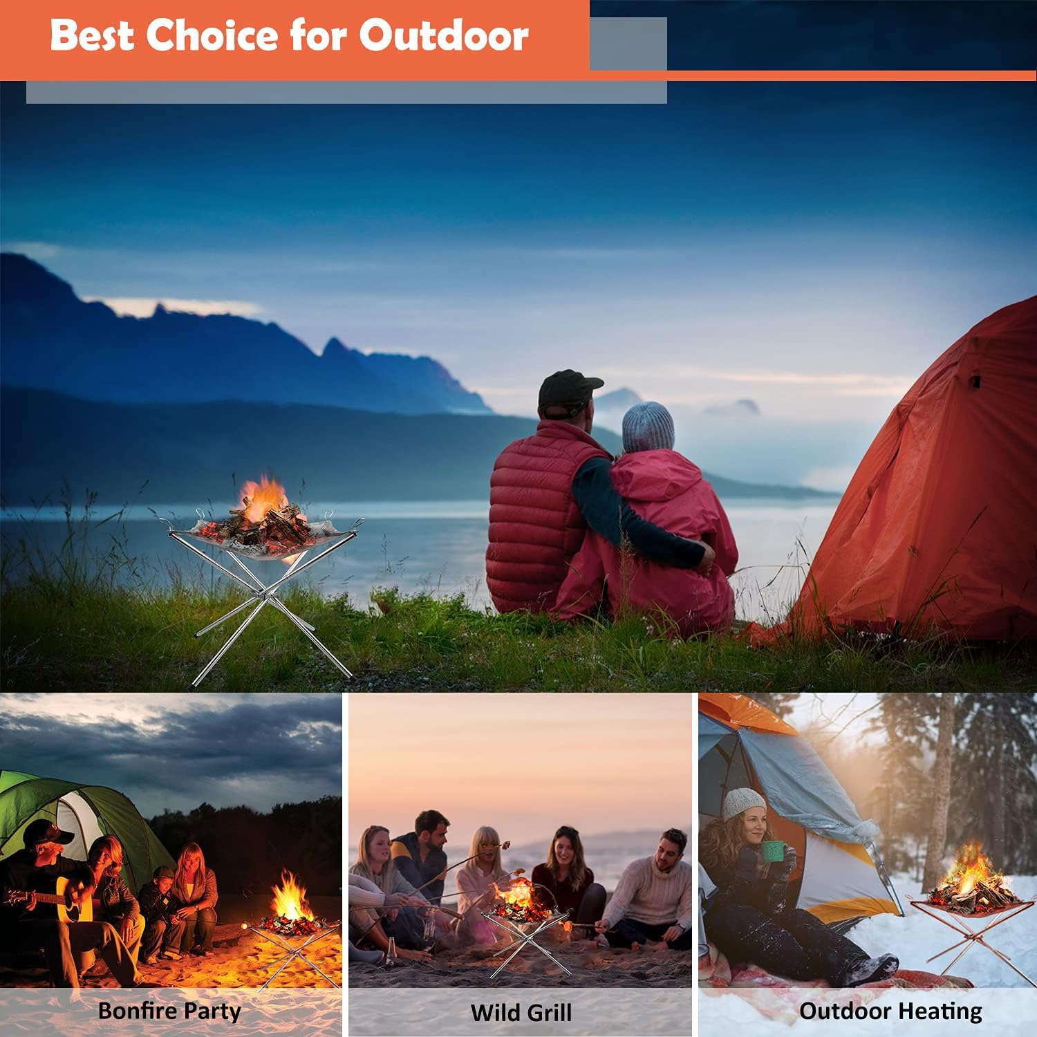 Portable Camping Fire Pit with Carry Bag thumbnail