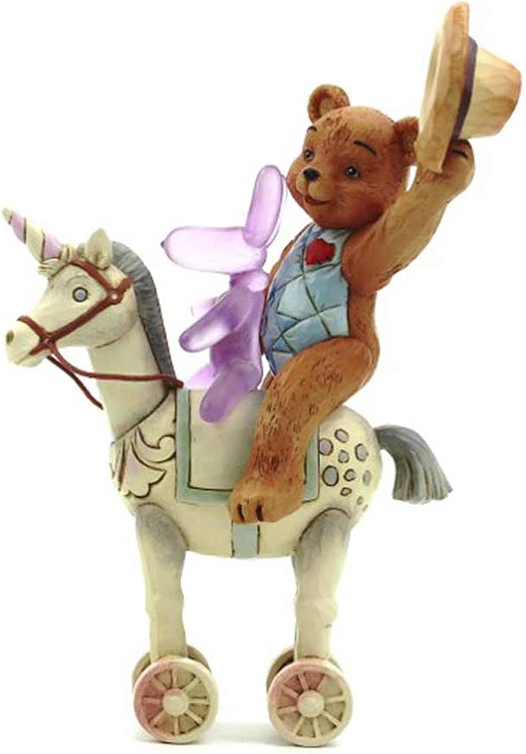 Enesco Jim Shore Button and Squeaky Riding a Unicorn Toy Figurine, 7.09 Inch, Multicolor