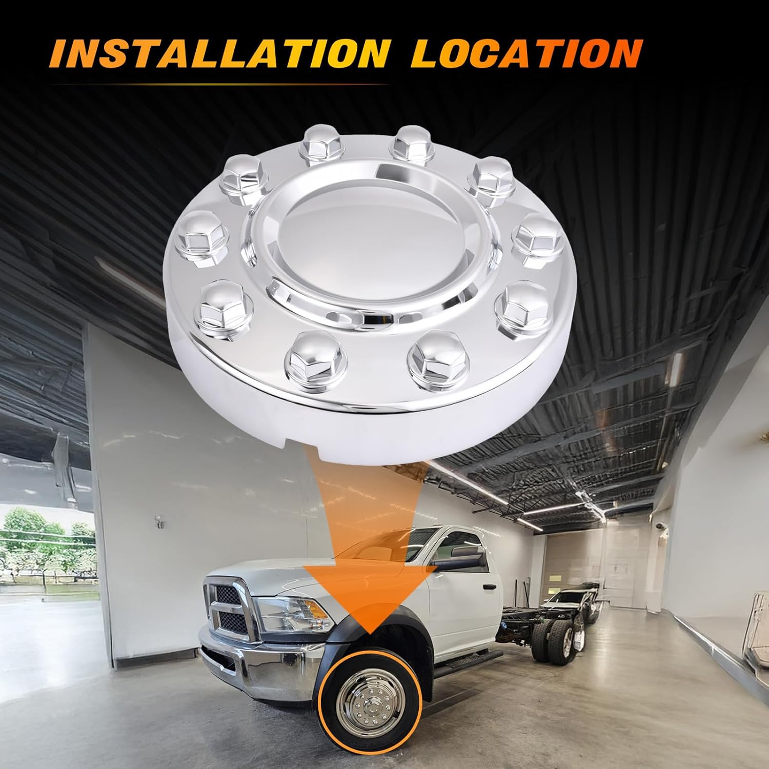 Front Wheel Center Cap Chrome, Wheel Hub Caps Center Cover Compatible with 2011-2018 Dodge Ram 4500 Ram 5500 Replace 68053038AA