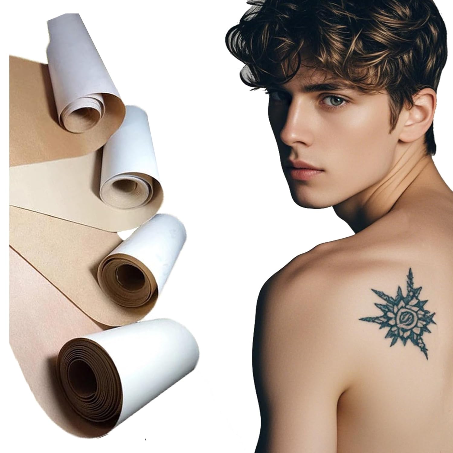 Tattoo Cover Up Tape, 1 Roll Ultra Thin Patches for Concealing Tattoos, Scars, Birthmarks, Invisible, Waterproof, Breathable Makeup Skin Tone Concealer Stickers for Flawless Coverage (10cmx2m,beige)