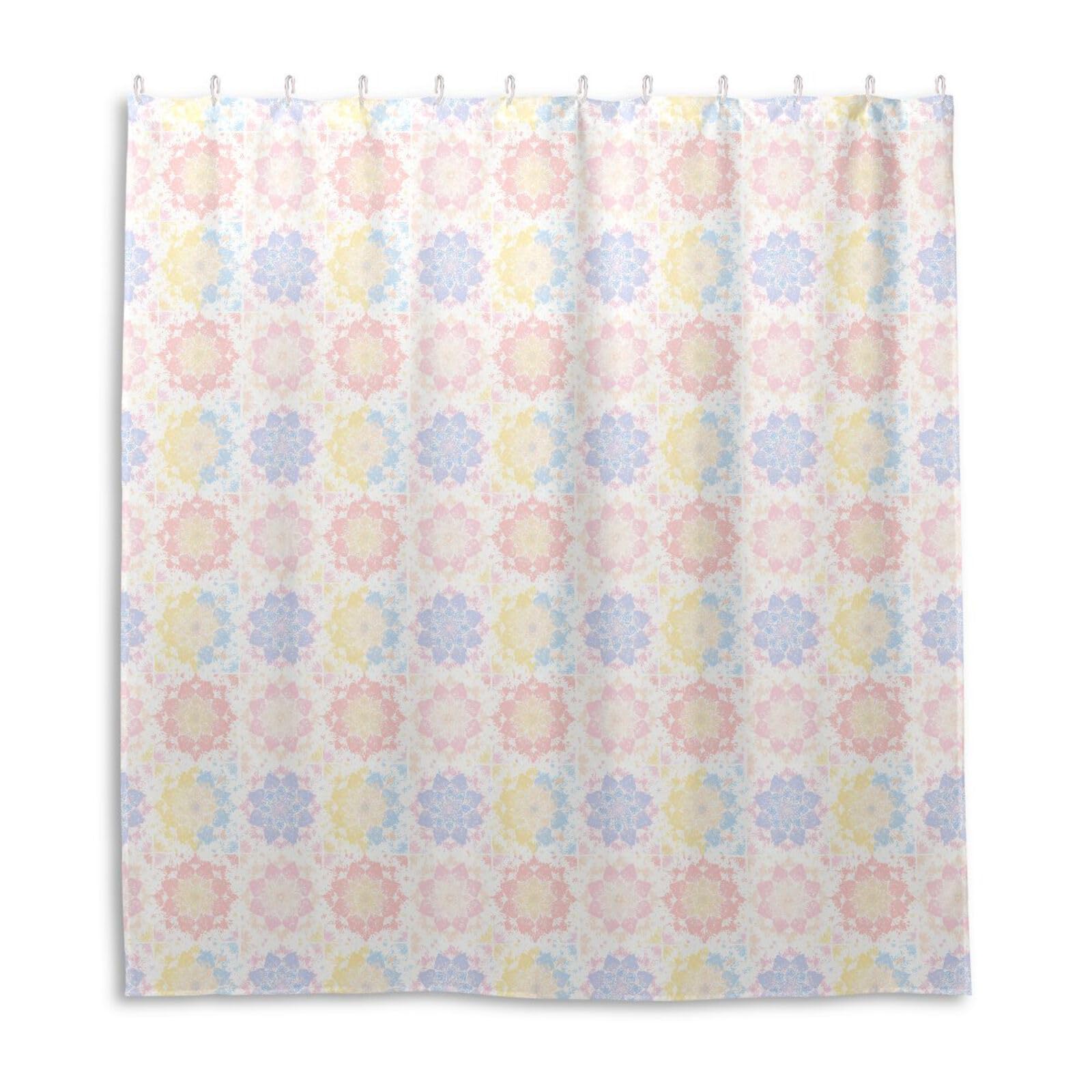 Rideau de douche en tissu de qualité supérieure motif mandala pastel