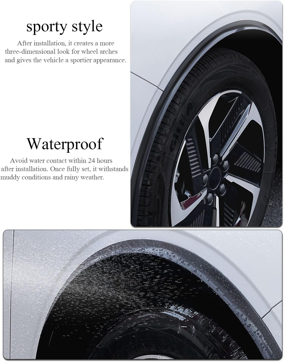muekzru Car Wheel Arch Trim Strips, Silicone Fender Flare Protector, Self-Adhesive, Waterproof, Black, 10.5FT 2 Pack