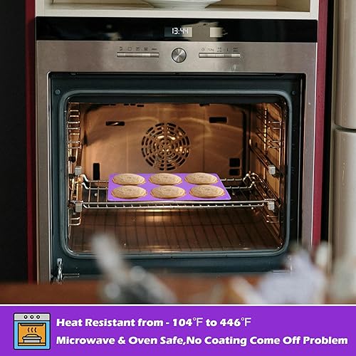 Miniatura 5 de 2 moldes de silicona para huevos de 6 cavidades para hornear al horno, moldes antiadherentes de 3.15 pulgadas para magdalenasmolde para tartas