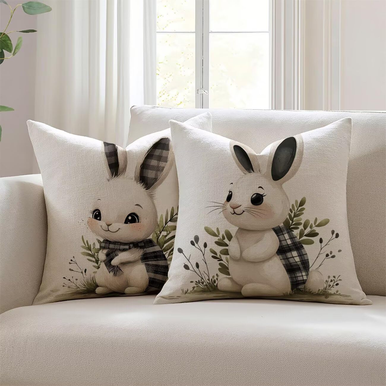 Housses de coussin imperméable 55x55 cm pour canapé de salon de jardin et déco Pâques