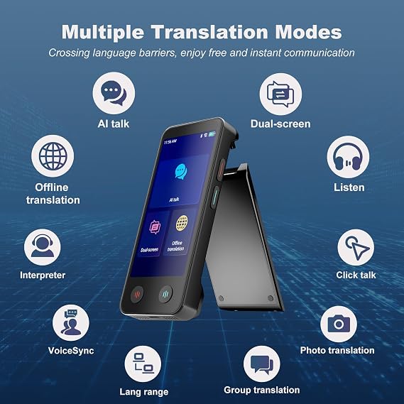 iTour D-pro Language Translator Device, Real time Instant Voice Translator, Dual Screen Online & OfflineTranslation Device for Business, Travel and Learning