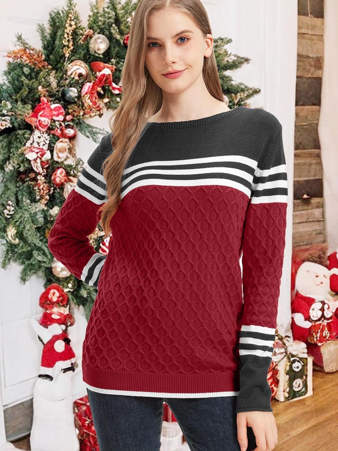Womens Sweaters Fall 2026 Fashion Boho Trendy Lightweight Pullover Crew Long Sleeve Cute Tops for Women Winter Outfits - Image 2