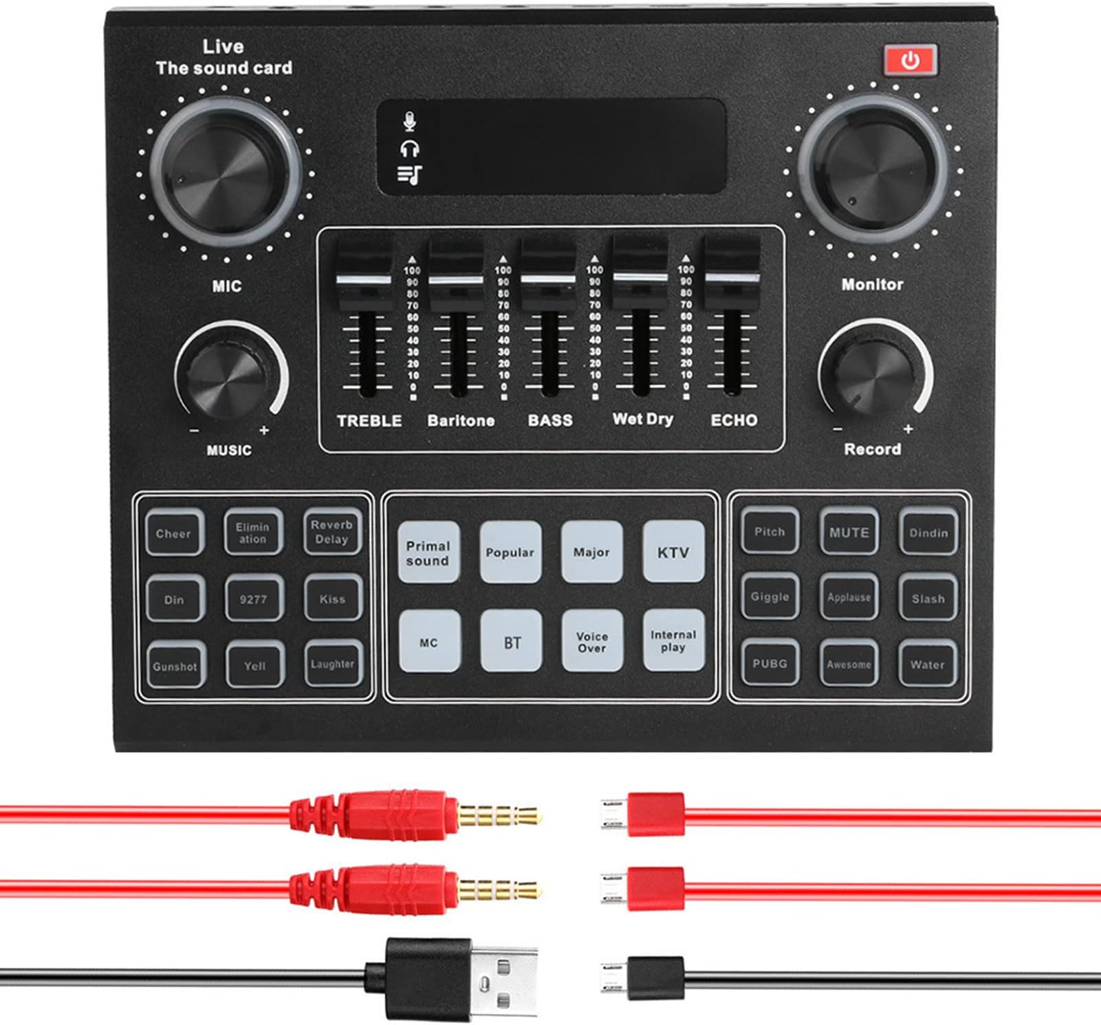 Labymos V9 Live Sound Card,Fajar V9 Live Sound Card Bt Accompaniment O Mixer With Sound Effects Broadcasting Network Singing On Phones Laptop