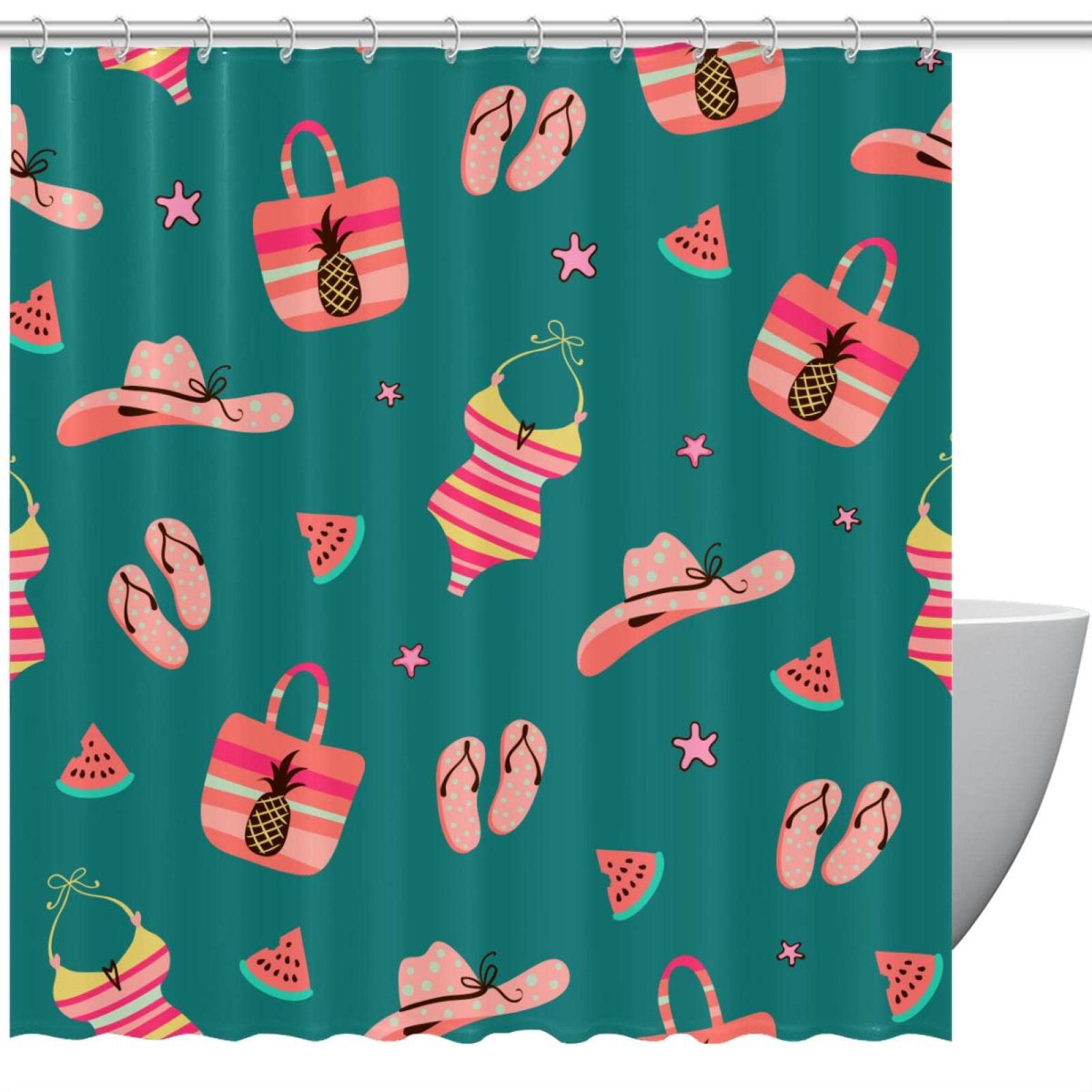 Rideau de douche anti fuite eau 152x183 cm lavable avec œillets et crochets