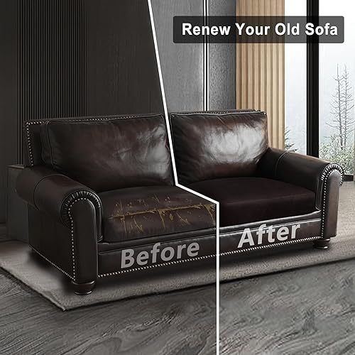 Miniatura 7 de Fundas de cojín de sofá con aspecto de cuero, juego de fundas de asiento de sofá, protector de muebles para sillón seccional, sofá biplaza