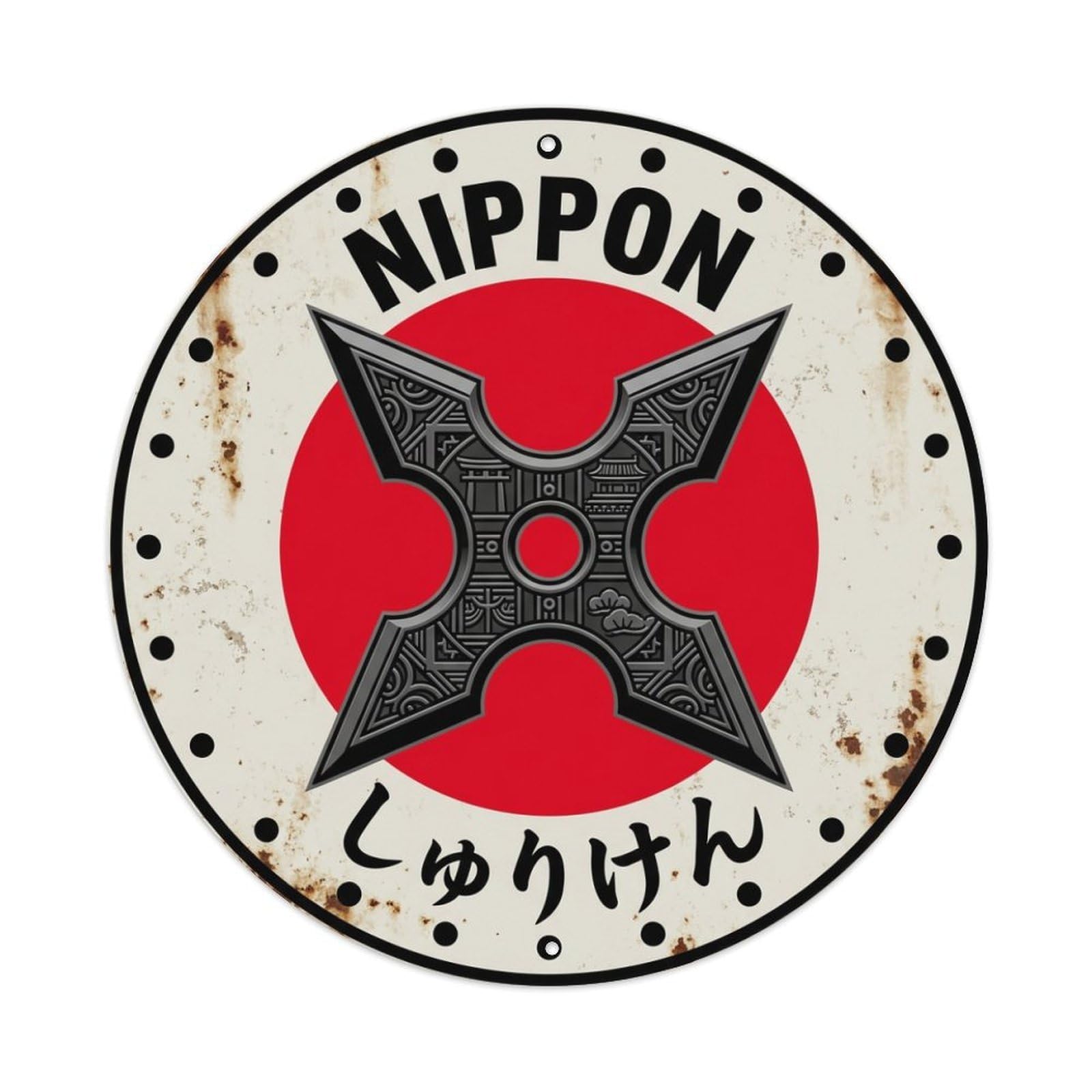 Galvaxio Style Shuriken Star Nippon Throwing Blade Rustic Metal Tin Sign