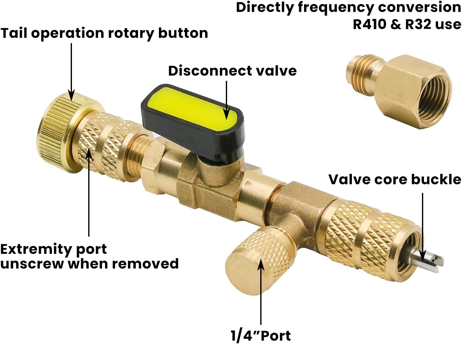 Valve Core Remover Installer Tool with Dual Size SAE 1/4 & 5/16 Port,HVAC Valve Core Removal Tool for R22 R12 R407c R410A R404A Etc, 20PCS Valve Cores