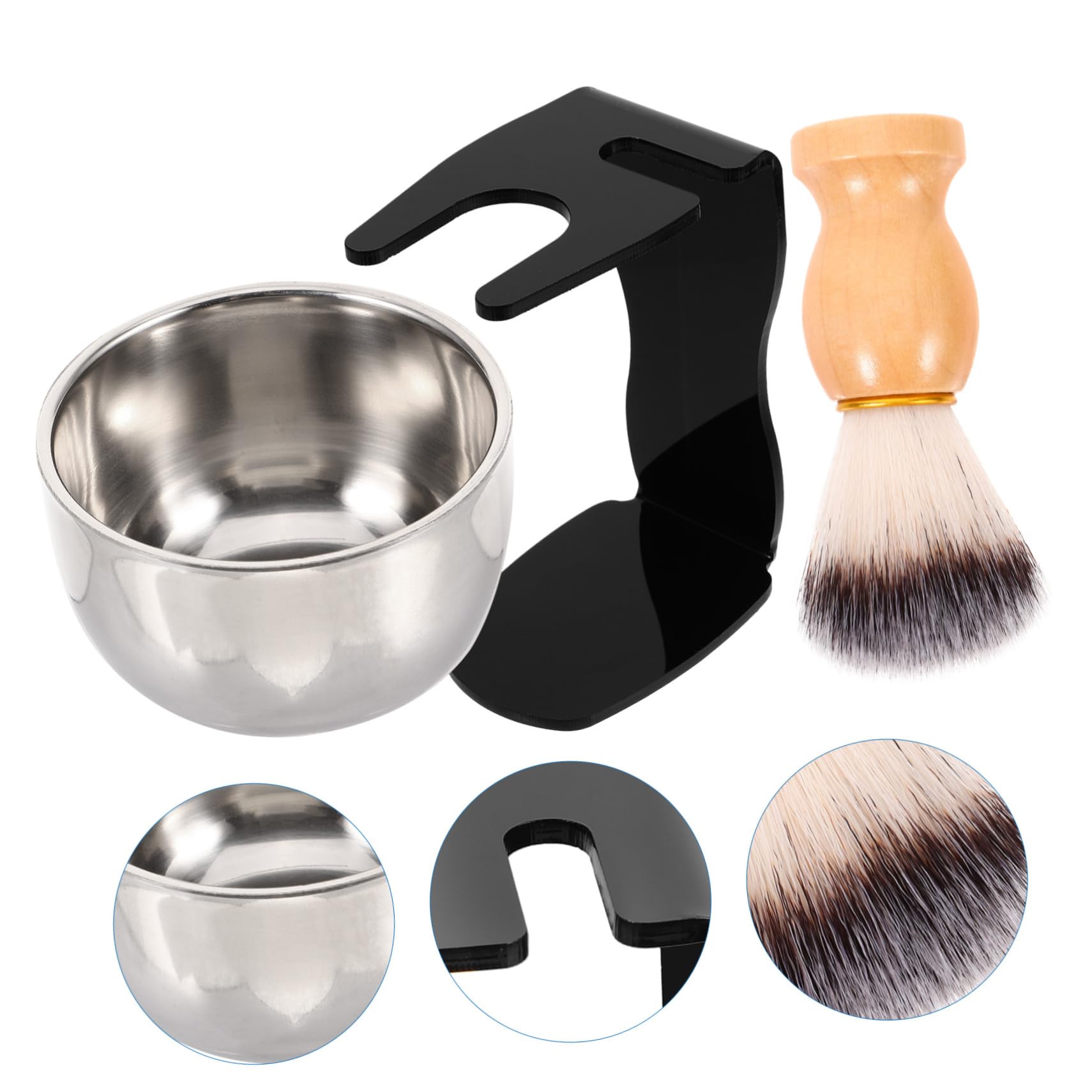 SOESFOUFU Complete Shaving Beard Brush Bowl and Stand Stylish Tool for Men's Grooming