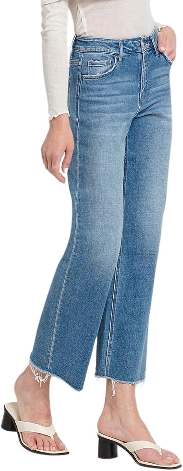 VERVET Women's Kendall High Rise Dad Jeans with Frayed Hems