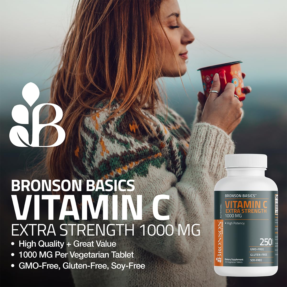 Bronson Vitamin C 1000 mg as Ascorbic Acid, 100 Vegetarian Tablets — Amazon image 3