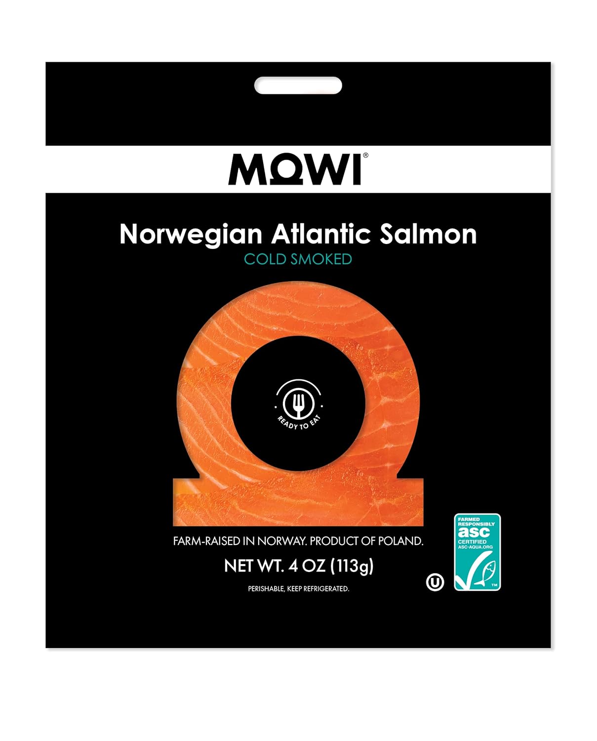 MOWI Cold Smoked Norwegian Atlantic Salmon Slices, Original, 4 Oz (Packaging may vary)