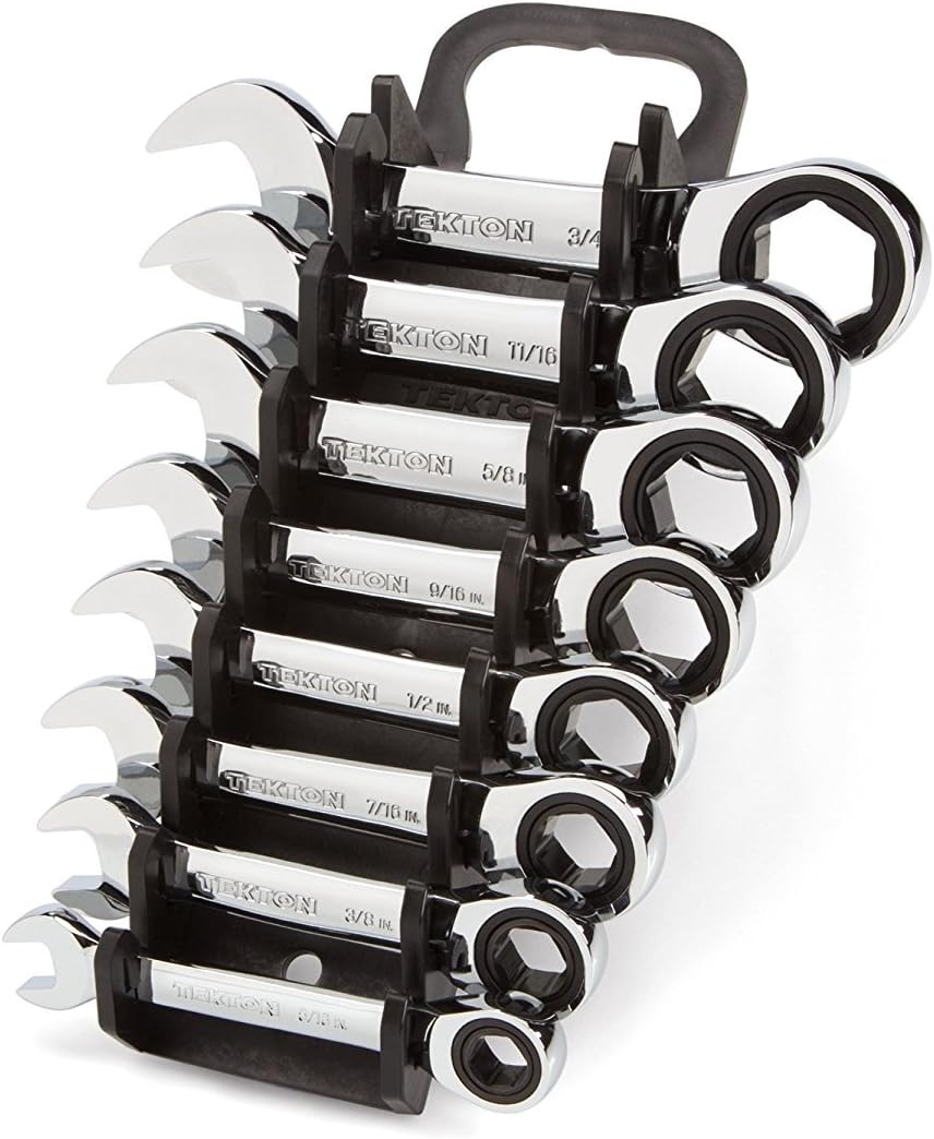 TEKTON Stubby Ratcheting Combination Wrench Set, 8-Piece (5/16-3/4 in.) - Holder | WRN50066