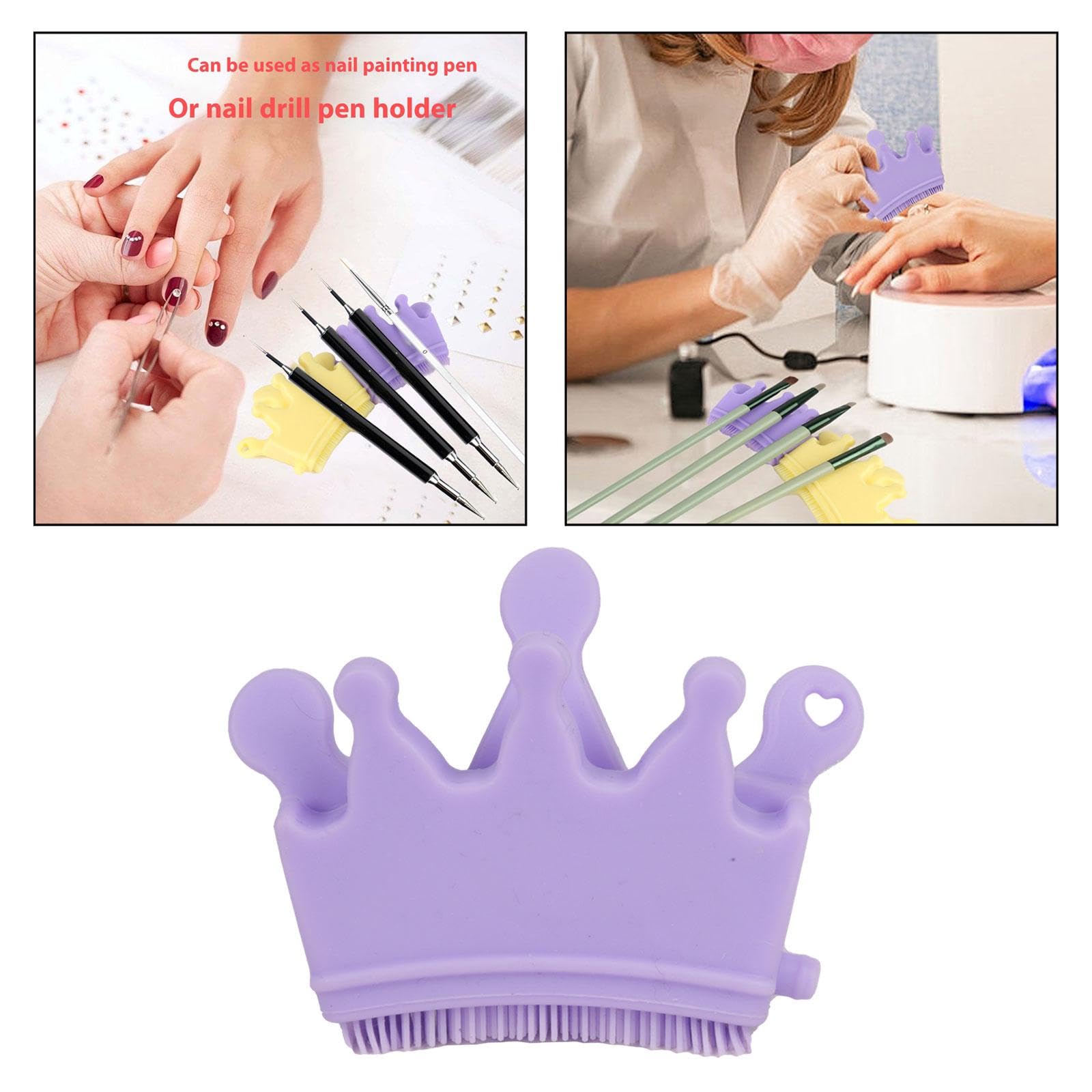 6 Pinceles de Silicona para Decoración de Uñas, Herramienta de Manicura, Ayuda Reutilizable para Decoración de Uñas, Soporte de Exhibición para Puntas
