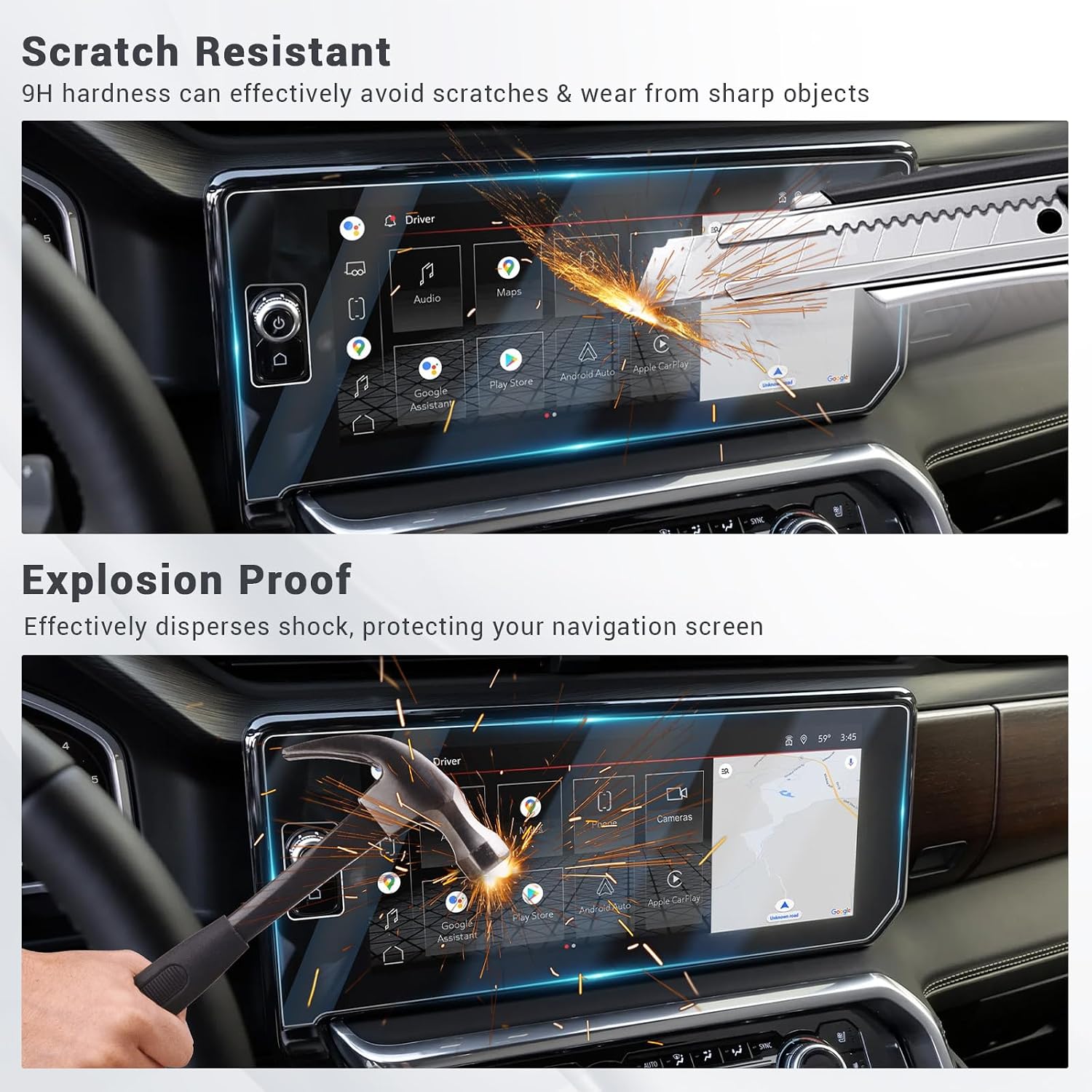 HD Tempered Glass 2022-2026 GMC AT4X Screen Protector for AT4 GMC Sierra 1500/2500HD/3500HD (Denali/Denali Ultimate) 13.4'' & 12.3 '' Touchscreen Cover Screen Saver for 2026 AT4 GMC Accessories 2 Pack