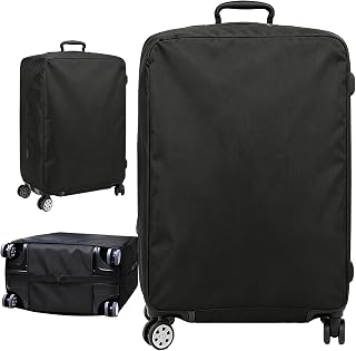 Luggage Cover Protector Compatible with Tumi, Upgraded Oxford Fabric Stretch Cover with Double Zipper, Washable Travel Suitcase Protector, Fits 24-25 Inch Case(Black)