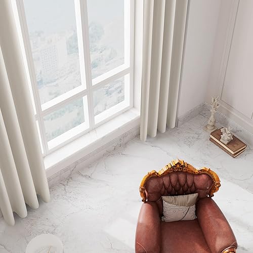 Miniatura 2 de Cortina de lino sintético 100% opaca extra larga de 14 pies de largo, lujosa cortina de lino de tejido alto con ojales sólidos para casa de 2 pisos,