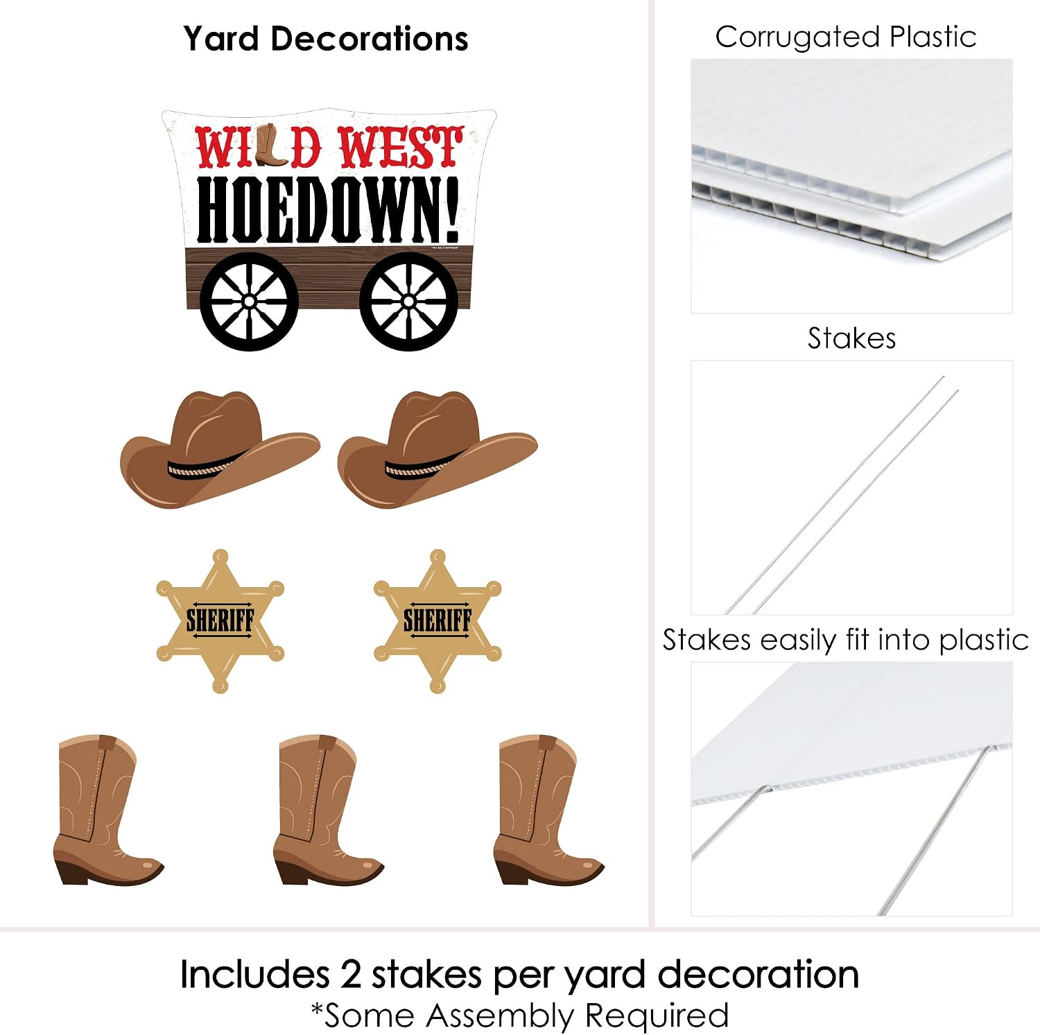 Big Dot of Happiness Western Hoedown - Yard Sign and Outdoor Lawn Decorations - Wild West Cowboy Party Yard Signs - Set of 8
