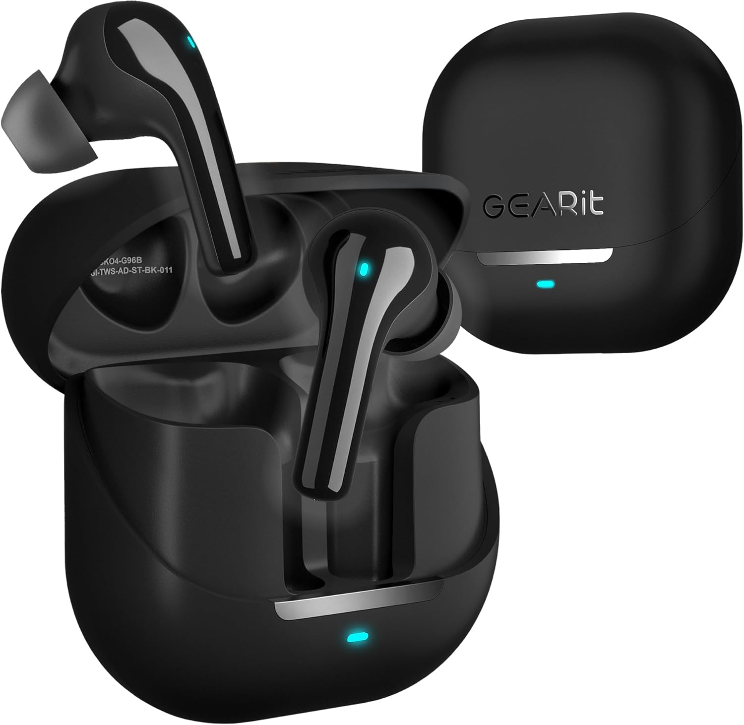 GEARit True Wireless Bluetooth Earbuds Compatible with iPhone, Android - 22H Playtime Earpods w/Active Noise Cancellation Up to 98.5% - HD Sound Clarity, Smart Touch Control - 5.4 Bluetooth Ear Buds